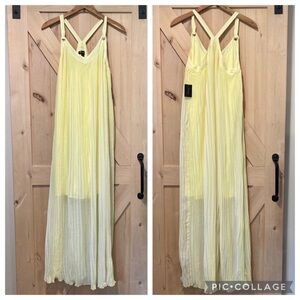 Thalia Sodi San Juan Lemon Yellow Pleated Maxi Dress Small NWT Lined